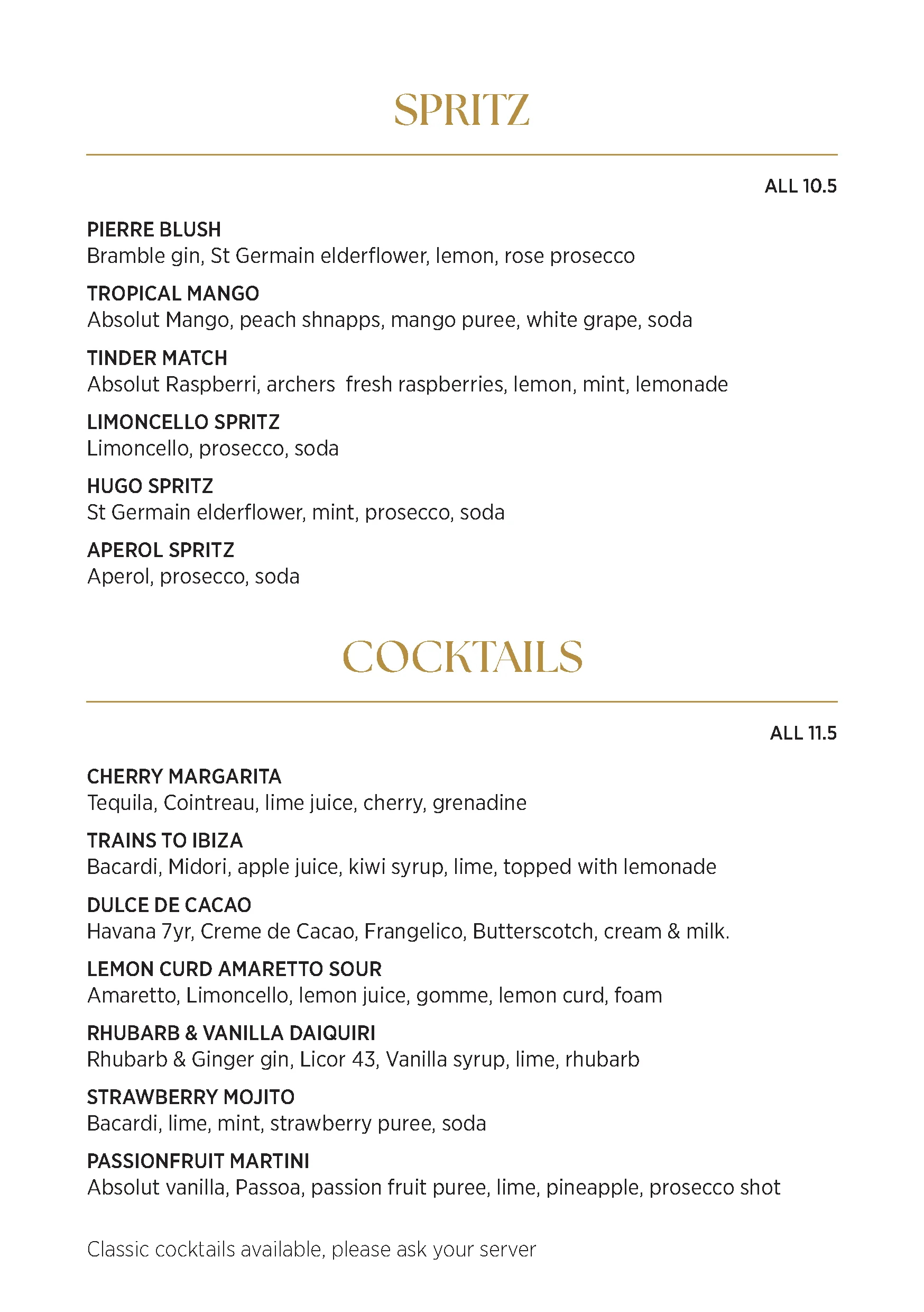 Drinks menu page 2
