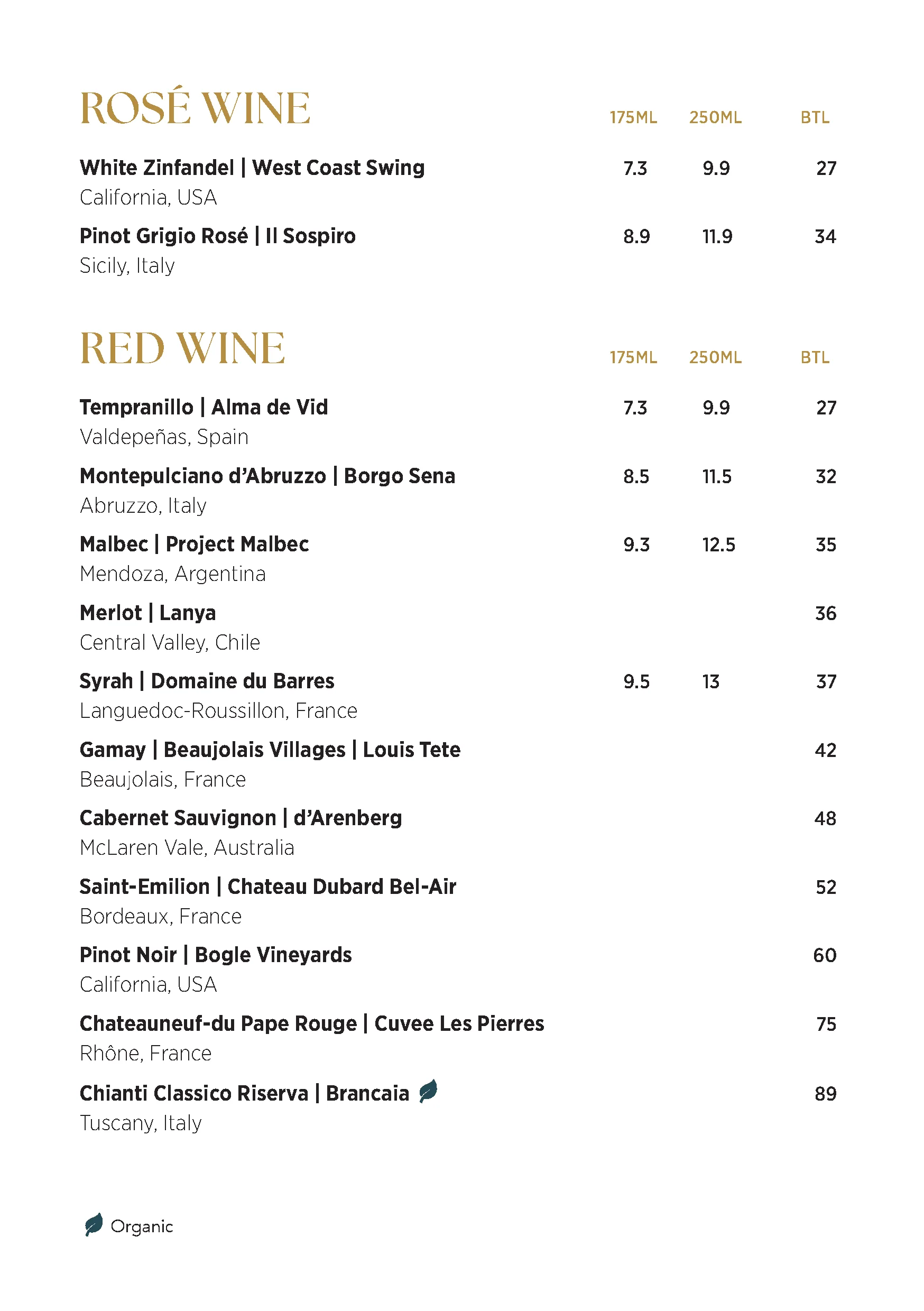 Drinks menu page 4